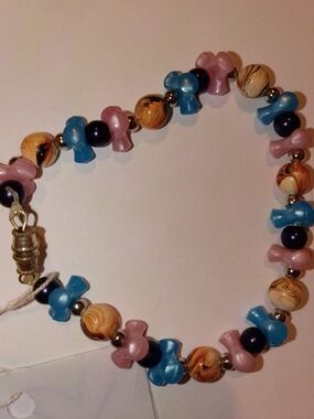 Handcrafted Pink & Blue Beaded Women’s Bracelet